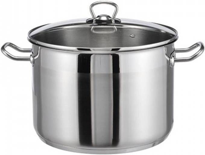 Haushalt Rvs Soeppan Met Glazen Deksel 10 Liter