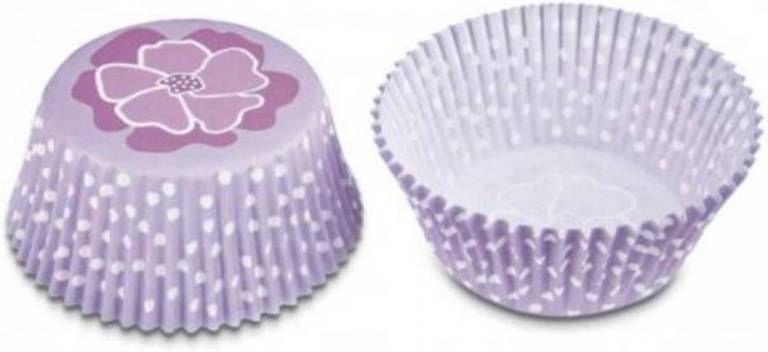 Enjoy2Cook Papieren Cupcake Vormpjes Paarse Bloem, Set Van 50 Städter