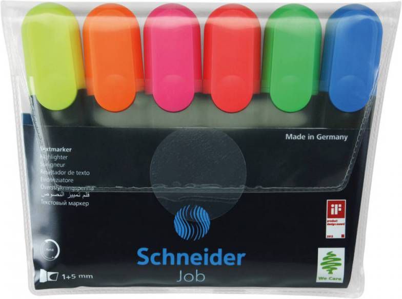 Schneider markeerstift Job 150, etui van 6 stuks in geassorteerde kleuren online kopen