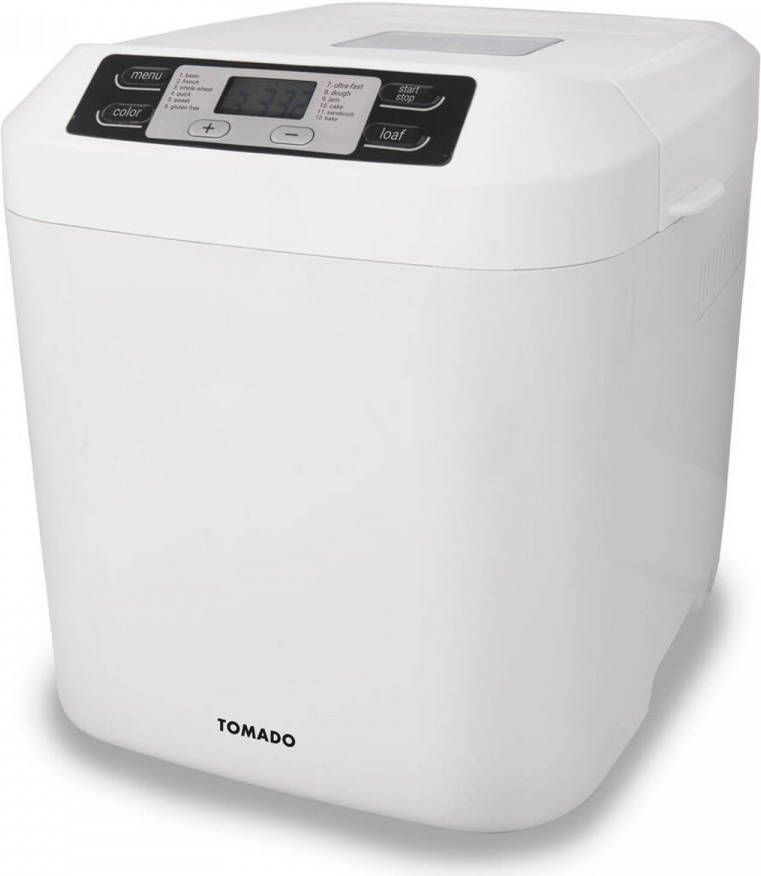 Tomado Tbm8001w Broodbakmachine 800 Gram Display 12 Programma&apos, s Incl Glutenvrij Wit