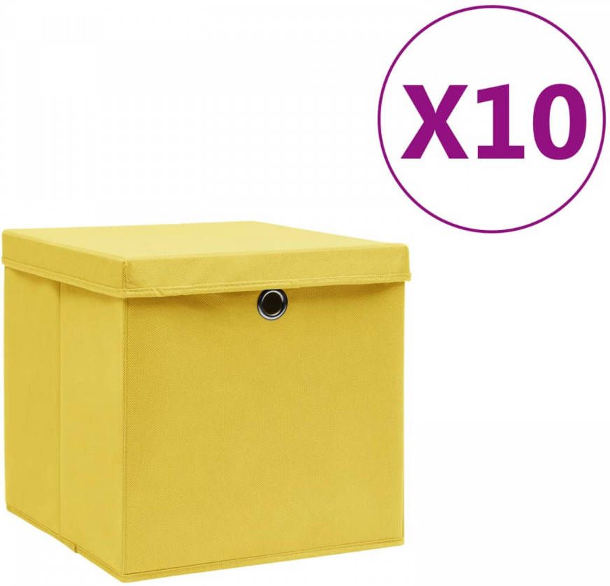 VidaXL Opbergboxen Met Deksels 10 St 28x28x28 Cm Geel online kopen