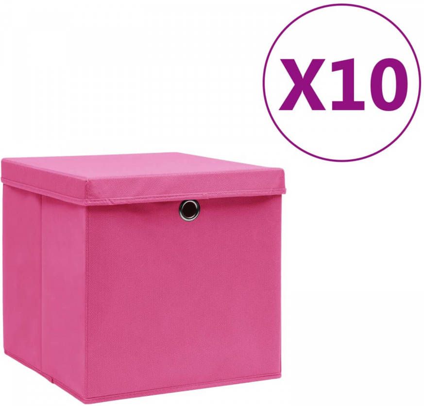 VidaXL Opbergboxen Met Deksels 10 St 28x28x28 Cm Roze online kopen