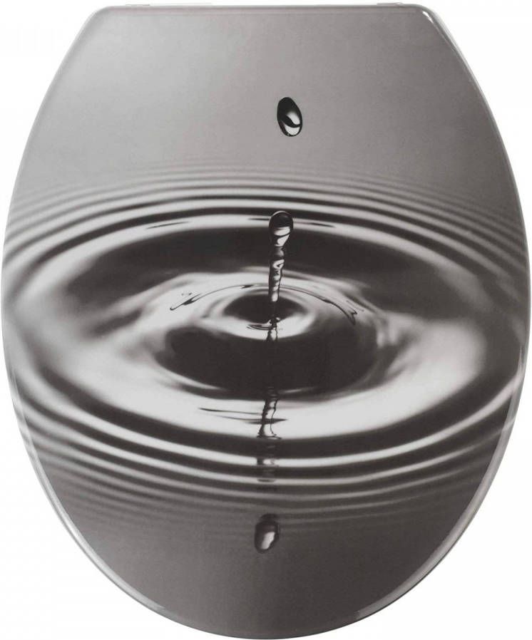Wenko Toiletzitting Waterdrop grijs van duroplast, met soft closemechanisme(1 stuk )