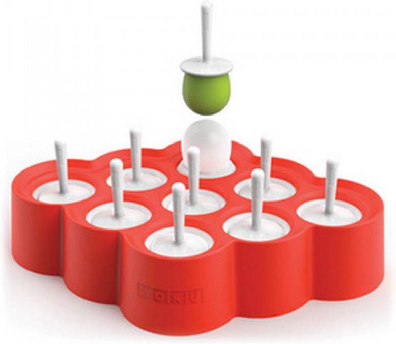 Zoku Slow Pop Ijsmaker Mini 9 Stuks Rood