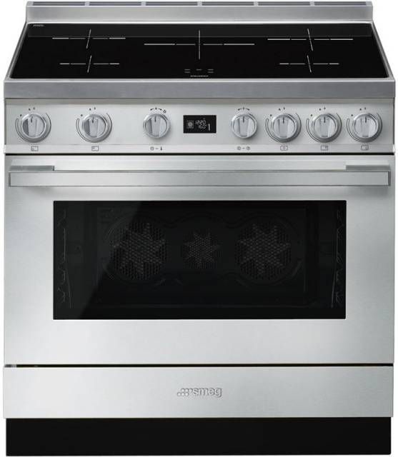Smeg CPF9IPX inductie fornuis met Pyrolyse reiniging en Boosterfunctie