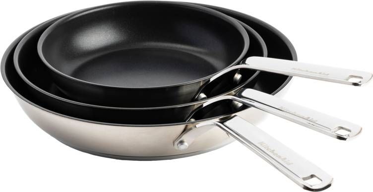 KitchenAid Stainless Steel Koekenpannenset 20 + 24 + 28 cm