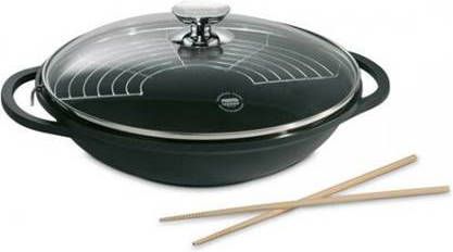 Berndes Vario Click Inductie Wok met glazen deksel 32cm Zwart Bern