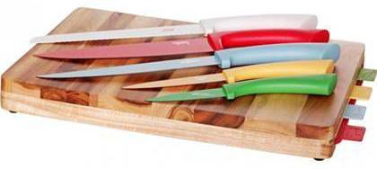 Cosy & Trendy Acacia Snijplank Met 5 Messen En 4 Snijplanken 35 x 25 cm