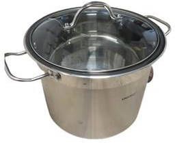 Kinghoff Soeppan 9 liter RVS met glazen deksel