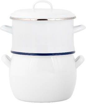 Kockums Set van 1 Kookpan met 1 Vergiet en Deksel, Emaille, Wit