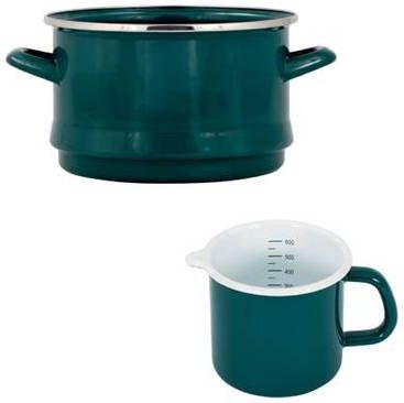 Kockums Set van 1 Vergiet met 1 Maatbeker, 0.8 L, Emaille, Blauw K