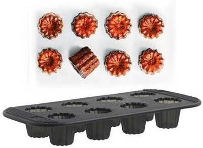 Mastrad Siliconen bakvorm, 8 canalé cakejes