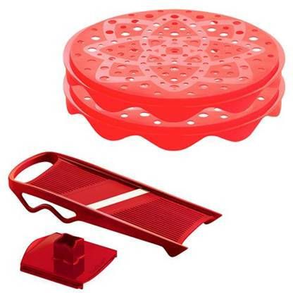 Mastrad Chipsmaker Met Mandoline Siliconen Rood