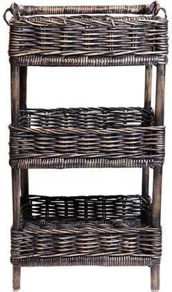 Sweet Living Shop Rieten Kruidenrek Blackwash 45x32xh80 Cm