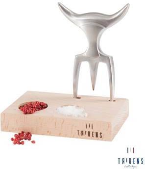 Tridens Vleesvork met houder van beukenhout