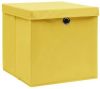 VidaXL Opbergboxen met deksels 10 st 28x28x28 cm geel online kopen