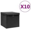 VidaXL Opbergboxen met deksels 10 st 28x28x28 cm zwart online kopen