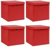 VidaXL Opbergboxen met deksels 4 st 32x32x32 cm stof rood online kopen
