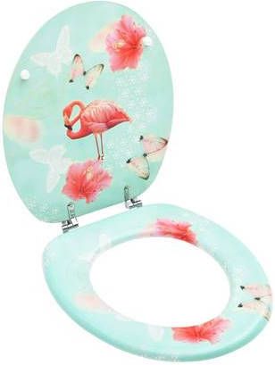 VidaXL Toiletbril met deksel flamingo MDF online kopen
