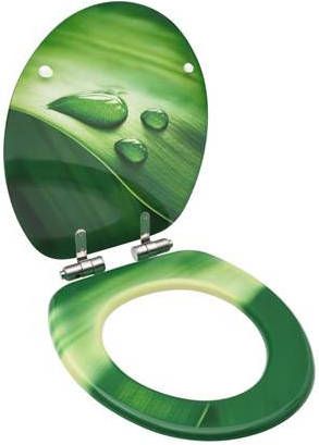 VidaXL Toiletbril met soft close deksel waterdruppel MDF groen online kopen