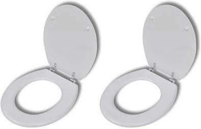 VidaXL Toiletbrillen met hard-close deksels 2 st MDF wit online kopen