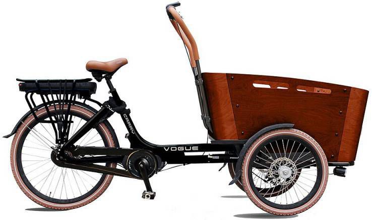 Vogue Elektrische Bakfiets Carry 3 26 Inch 48 Cm Unisex 7v Rollerbrake Matzwart/bruin
