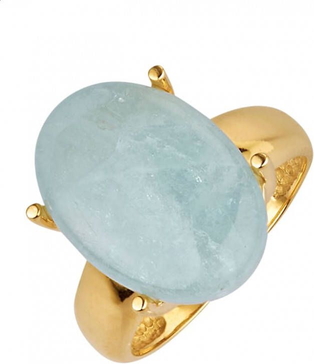 KLiNGEL Damesring met Milky aquamarijn Goudkleur