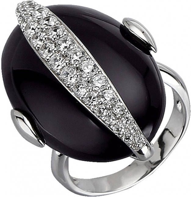 KLiNGEL Damesring met obsidiaan Zwart