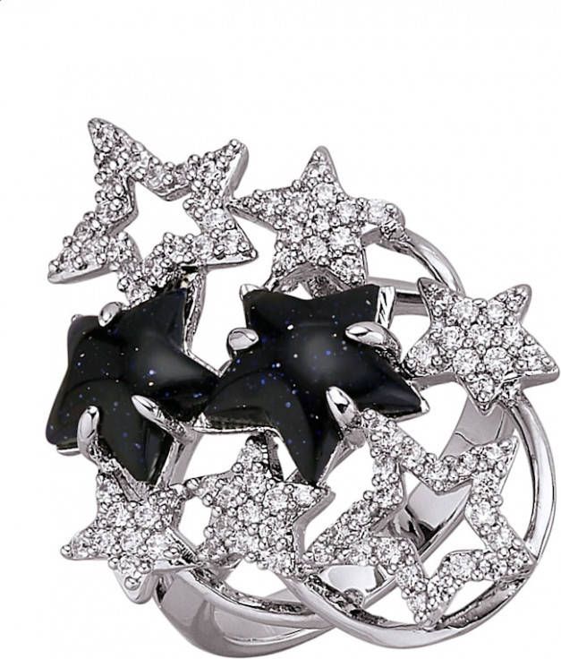 KLiNGEL Damesring Ster met blauwe goudsteen(beh.) Blauw