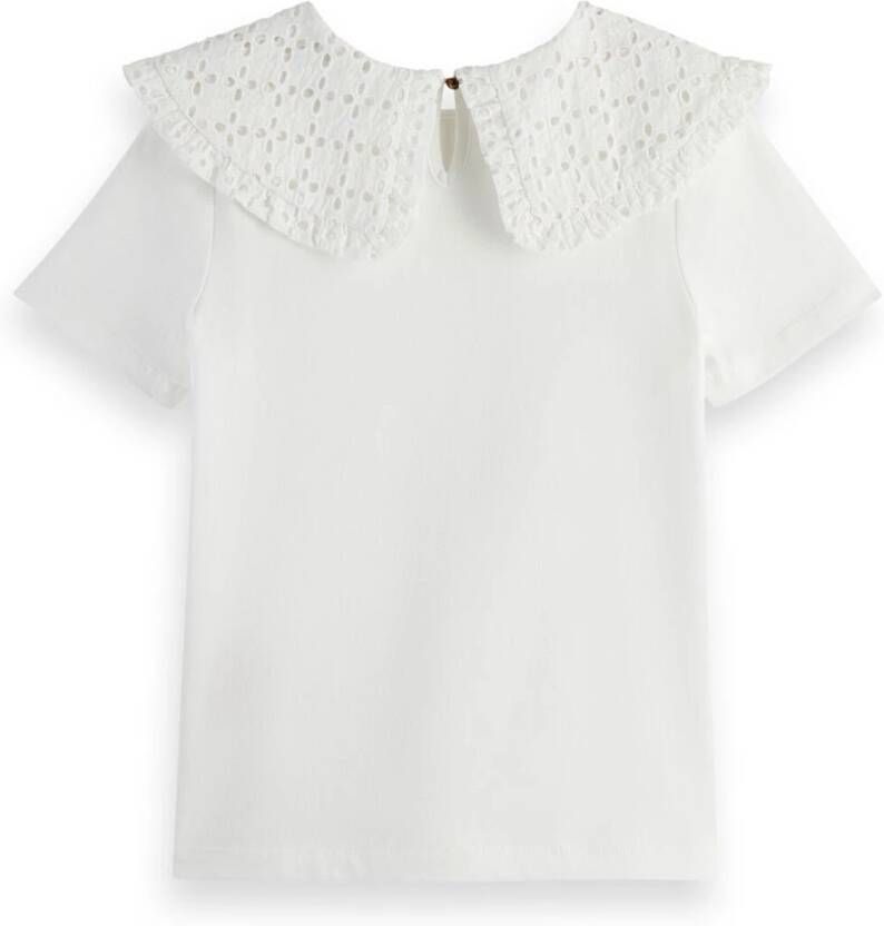 Scotch & Soda top Contrast woven collar T shirt wit