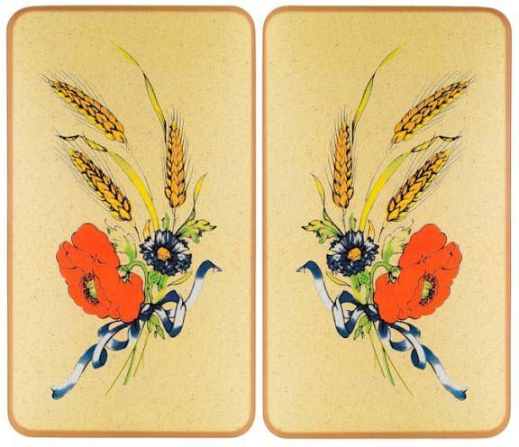 Wenko Kookplaatdeksel Korenbloemen speciale antislipvoetjes(set, 2 delig )