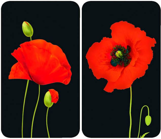 Wenko Kookplaatdeksel Universeel, papaver(set, 2 delig )
