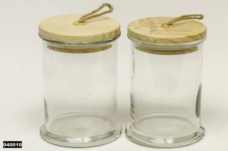 Voorraadpot glas met houten deksel 12.5 Receptenvandaag.nl