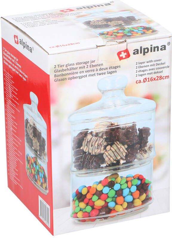 alpina Bonbonnière/snoeppot Glas 2 Lagen Ø16 Cm Met Deksel