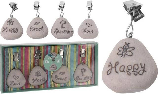 Massamarkt Tafelkleedgewichten In De Vorm Van Een Steen Met Tekst, Set A 4 Stuks