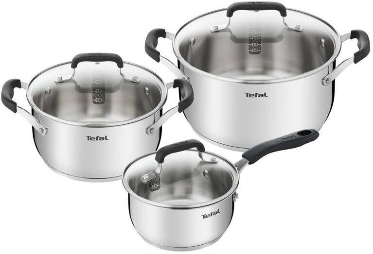 Tefal Pannenset Cook And Cool 3 Delig Pannenset RVS