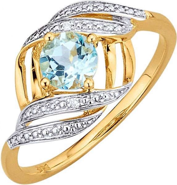 WENZ Damesring met blauwtopaas Geelgoudkleur