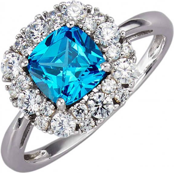 KLiNGEL Damesring met synth. zirkonia Blauw