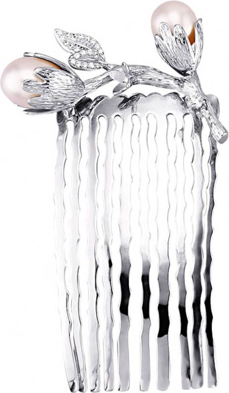 KLiNGEL Haarkam met cultivé zoetwaterparels Wit