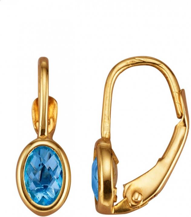 KLiNGEL Oorbellen met blauwtopaas met blauwtopaas, 9 kt. Goudkleur