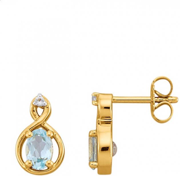 KLiNGEL Oorstekers met blauwtopazen en wittopazen Zilverkleur