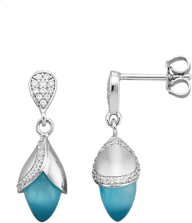 KLiNGEL Oorstekers met synth. zirkonia's Zilverkleur