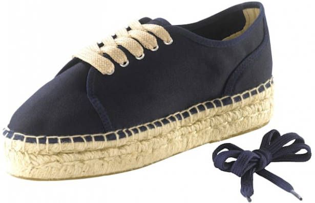 KLiNGEL Veterschoen in modieuze espadrillelook Marine