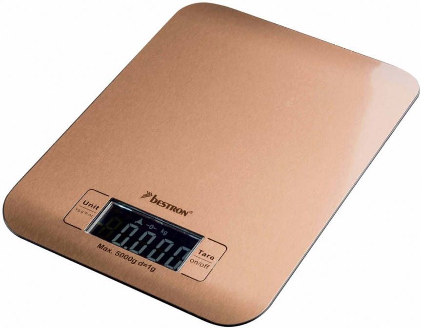 Bestron Keukenweegschaal elektrisch AKS700CO 5 kg koperkleurig