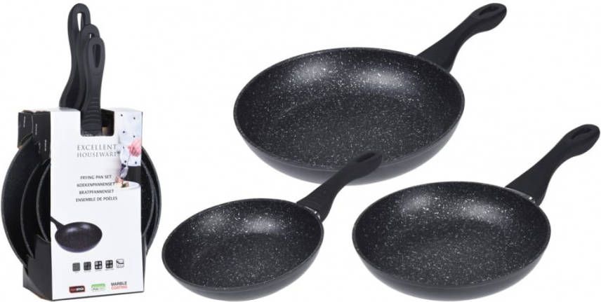 Excellent Houseware 3 delige Koekenpannenset