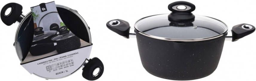 Excellent Houseware Braadpan met deksel 24 cm gesmeed aluminium