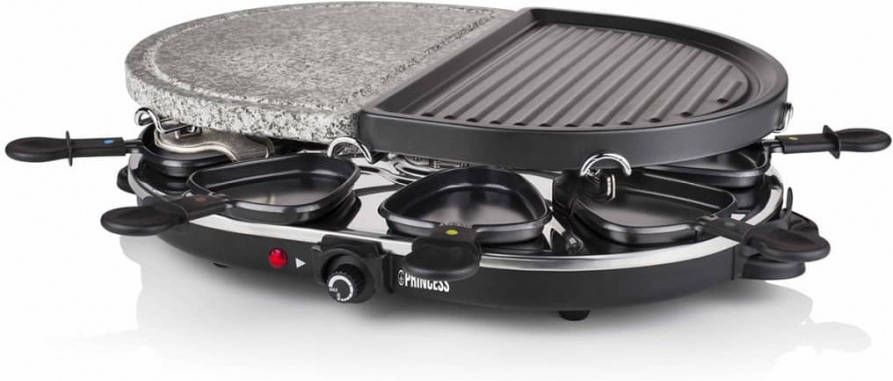 Princess 162710 Raclette 8 Oval Stone & Grill Party Keukenapparaten Zwart