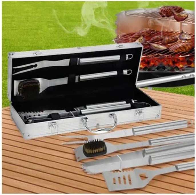 BBQ Collection 4 delige Barbecue Gereedschapsset In Luxe Koffer Rvs