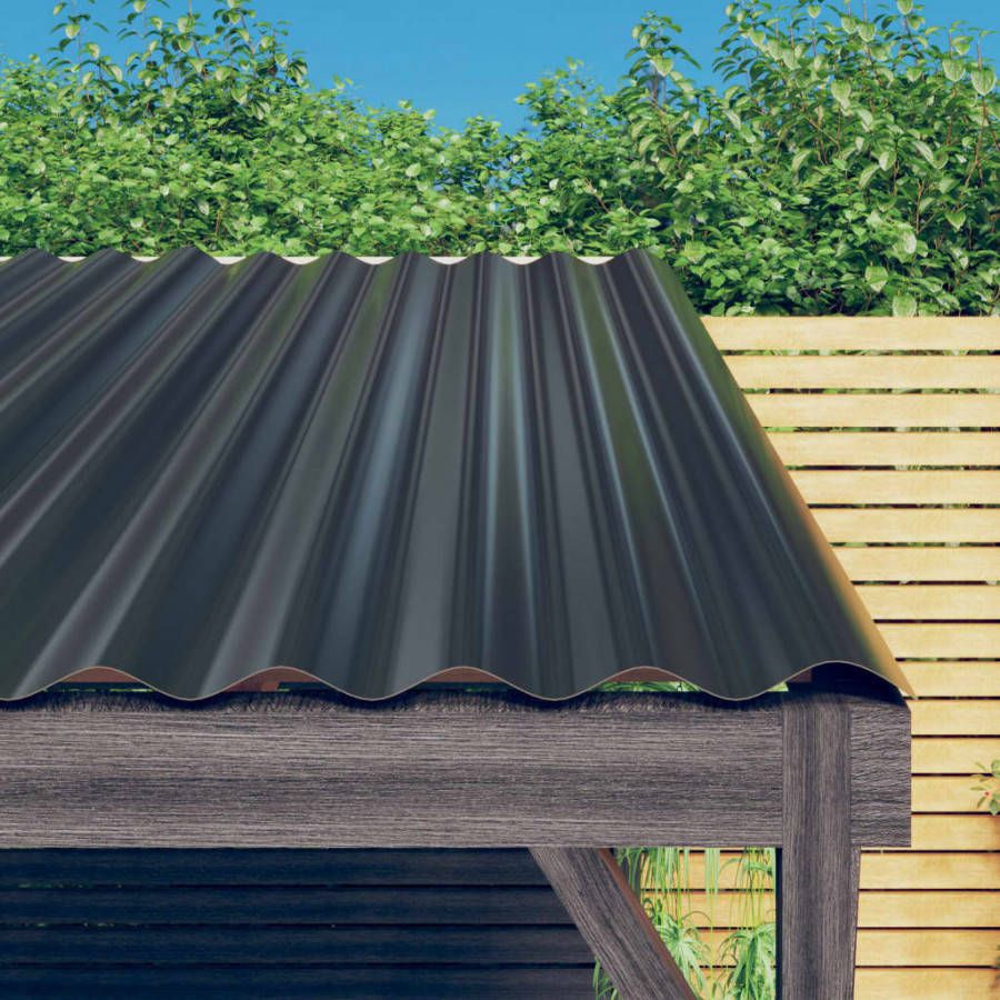 VIDAXL Dakpanelen 12 st 100x36 cm gepoedercoat staal antracietkleurig
