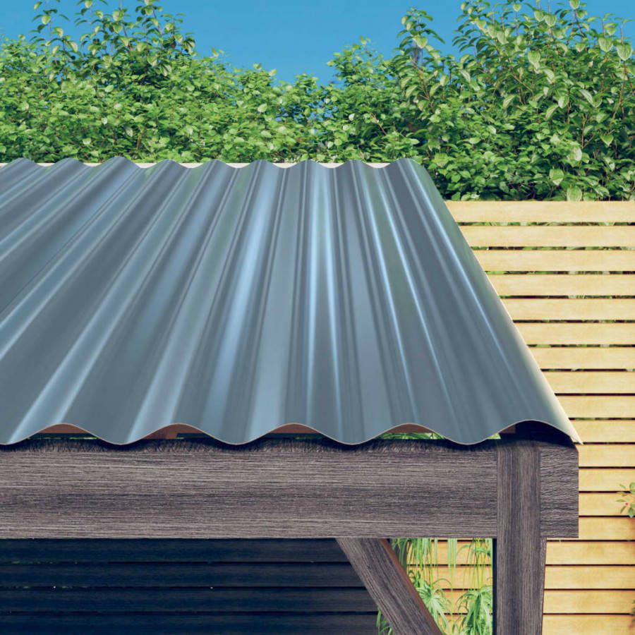 VIDAXL Dakpanelen 12 st 100x36 cm gepoedercoat staal grijs
